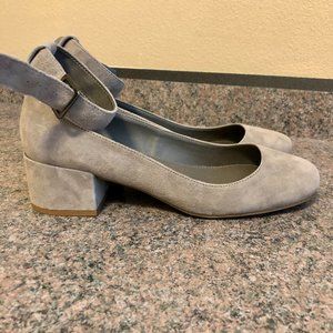 Steve Madden Wails Grey Suede Ankle Strap Heels